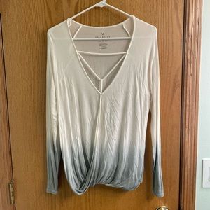 American Eagle soft & sexy long sleeve surplice shirt